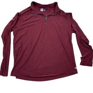 Leg3nd Womens 1/4 Zip Pullover Top Large Breathe Burgundy Long Sleeve